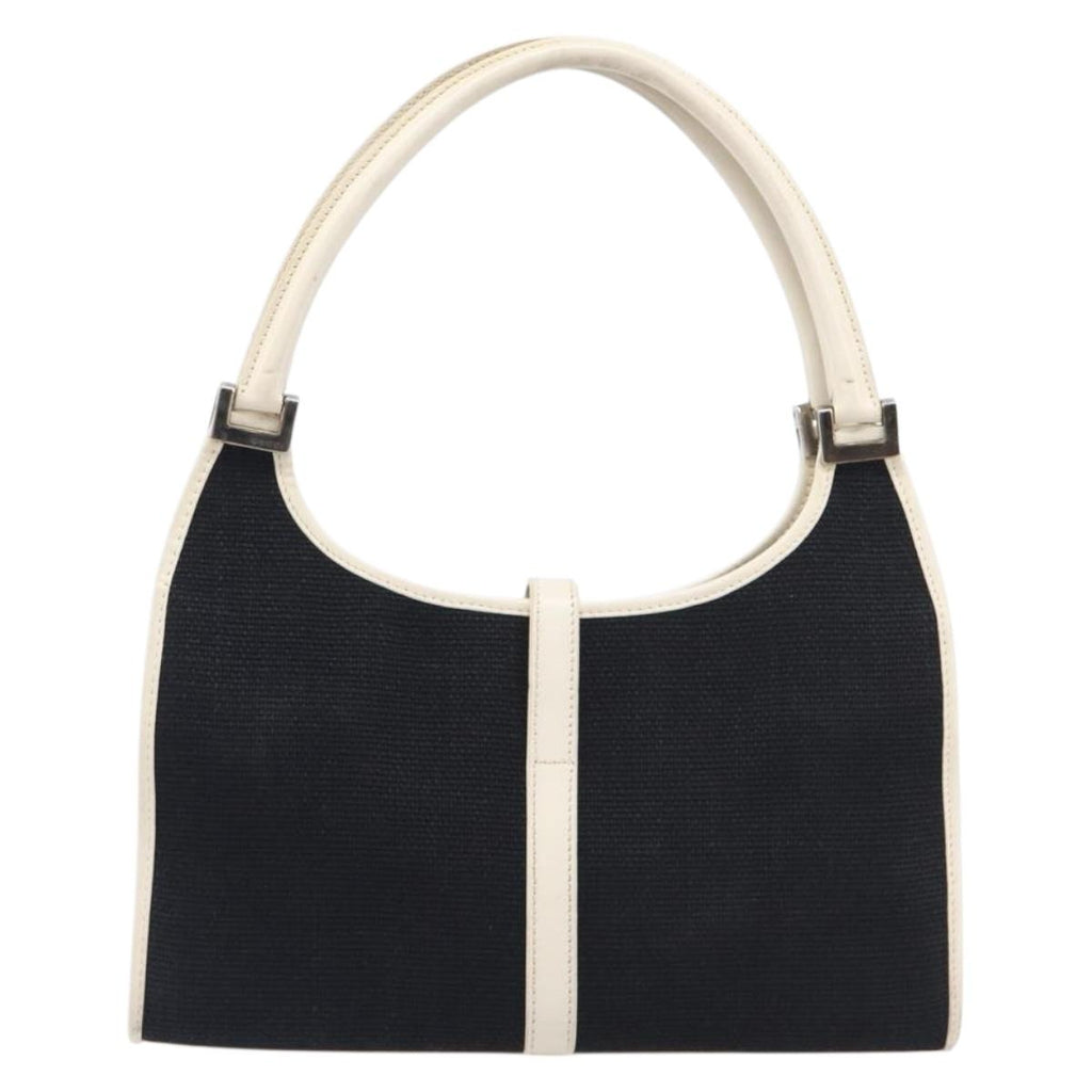 GUCCI Jackie Hand Bag Canvas Black Silver 002 1068 Auth fm5498