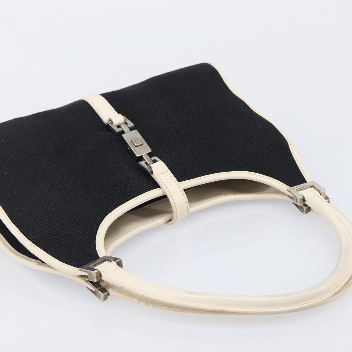 GUCCI Jackie Hand Bag Canvas Black Silver 002 1068 Auth fm5498