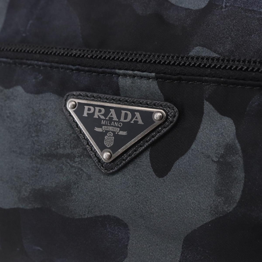PRADA Clutch Bag Nylon Navy Silver Auth hk4058