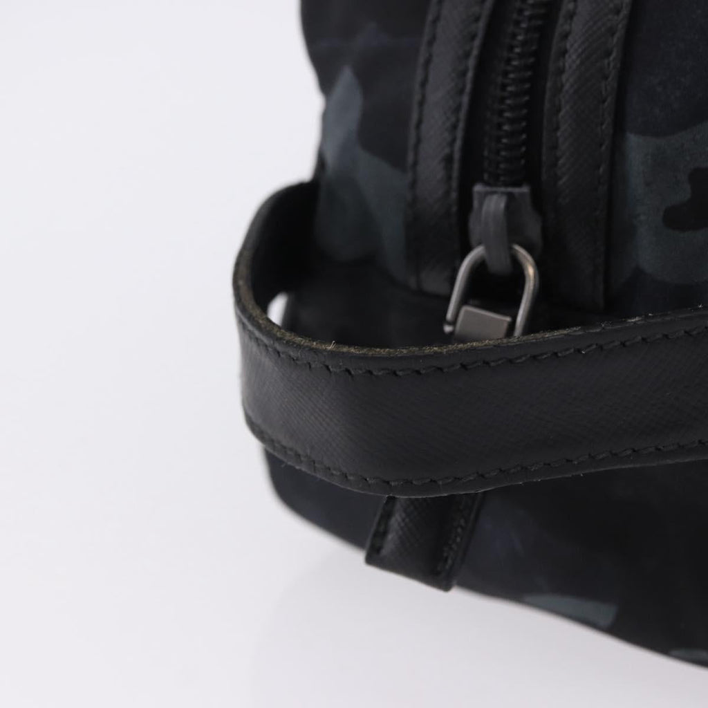 PRADA Clutch Bag Nylon Navy Silver Auth hk4058