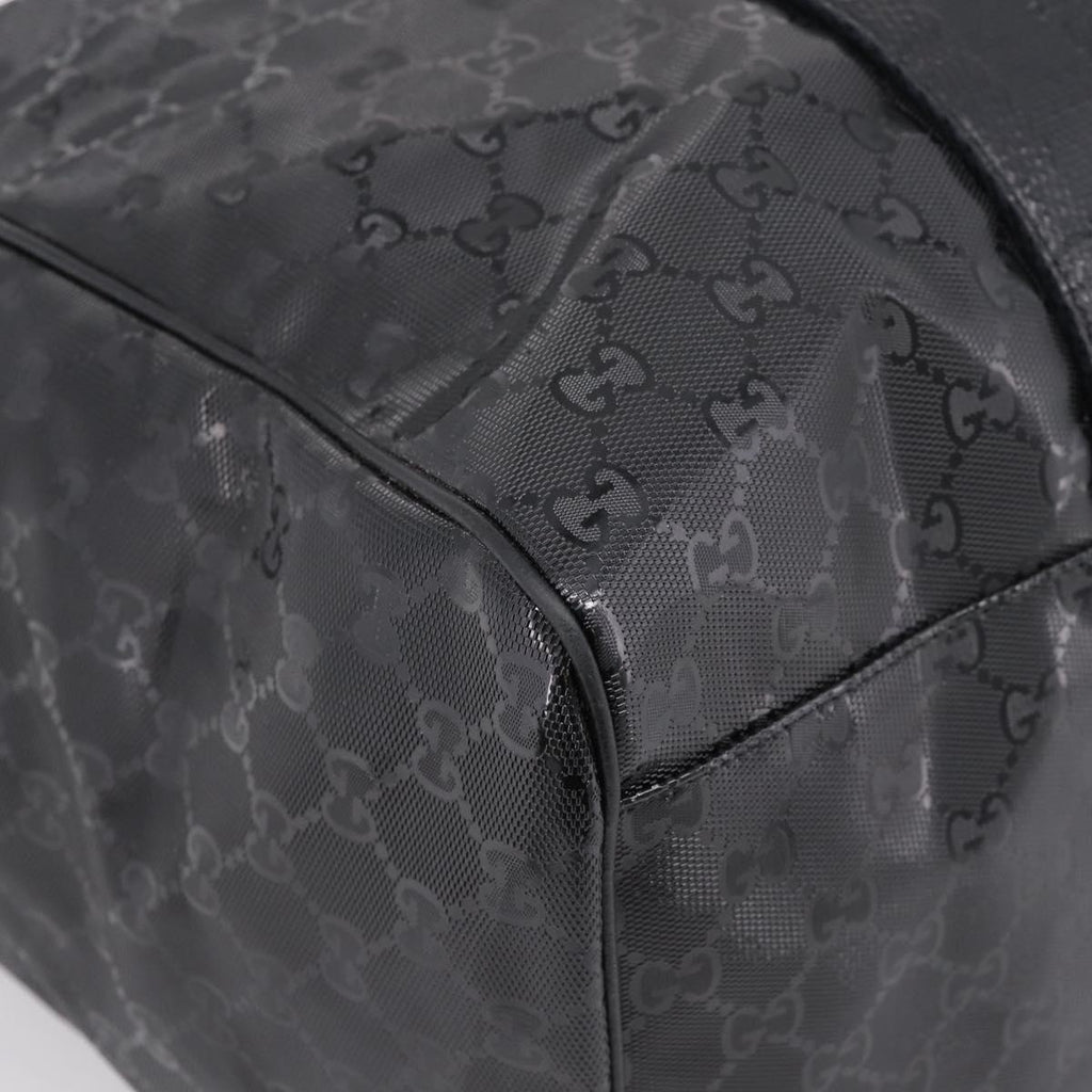 GUCCI GG Implementation Hand Bag PVC Leather Black Silver Auth hk4211A
