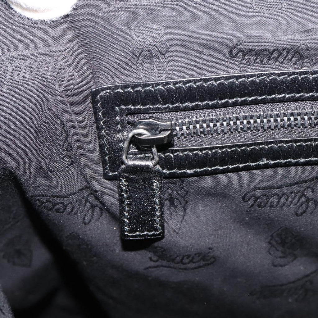 GUCCI GG Implementation Hand Bag PVC Leather Black Silver Auth hk4211A