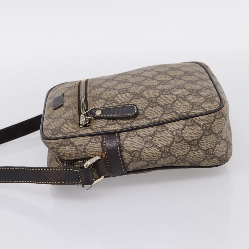 GUCCI GG Supreme Shoulder Bag PVC Beige Gold 233268 Auth hk4217