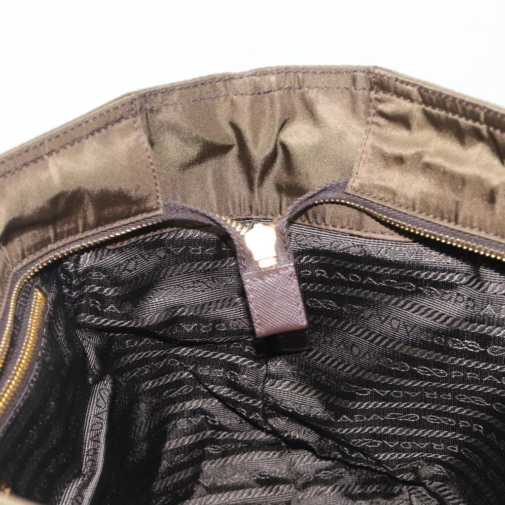 PRADA Tote Bag Nylon Green Gold Auth hk4229