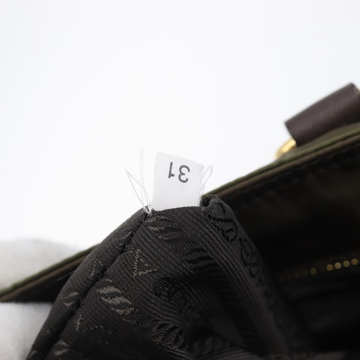 PRADA Tote Bag Nylon Green Gold Auth hk4229
