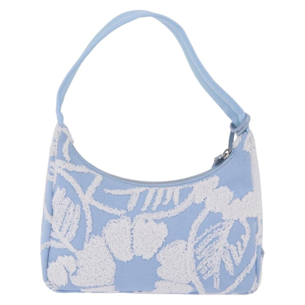 PRADA Hand Bag Canvas Blue Silver Auth ka6211V