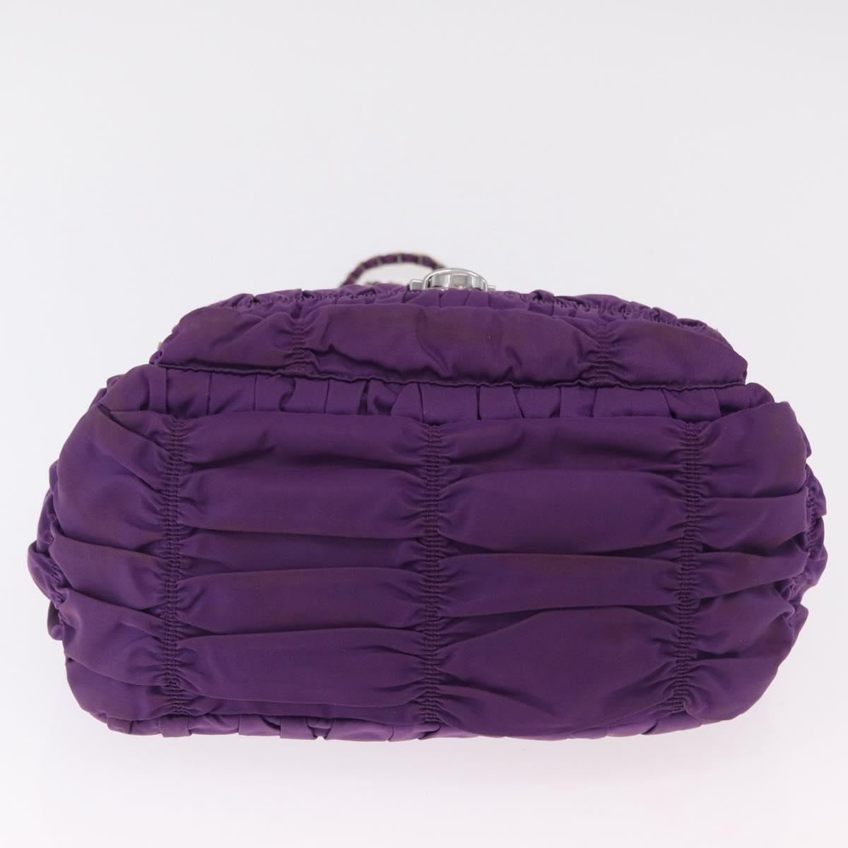 PRADA Chain Shoulder Bag Nylon Purple Silver Auth ka6524