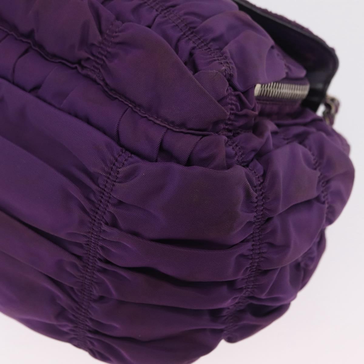 PRADA Chain Shoulder Bag Nylon Purple Silver Auth ka6524