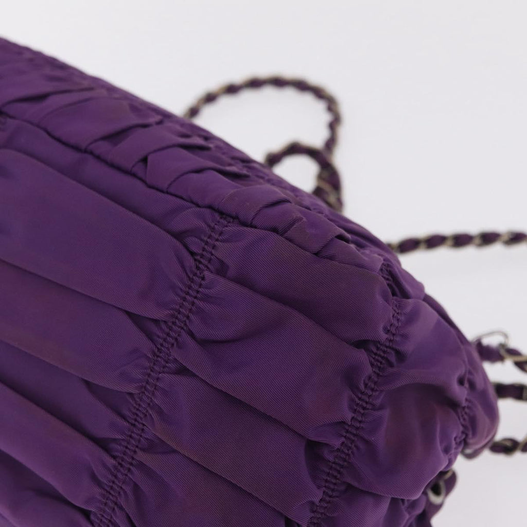 PRADA Chain Shoulder Bag Nylon Purple Silver Auth ka6524