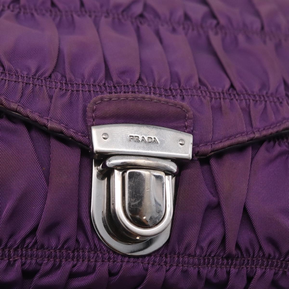 PRADA Chain Shoulder Bag Nylon Purple Silver Auth ka6524