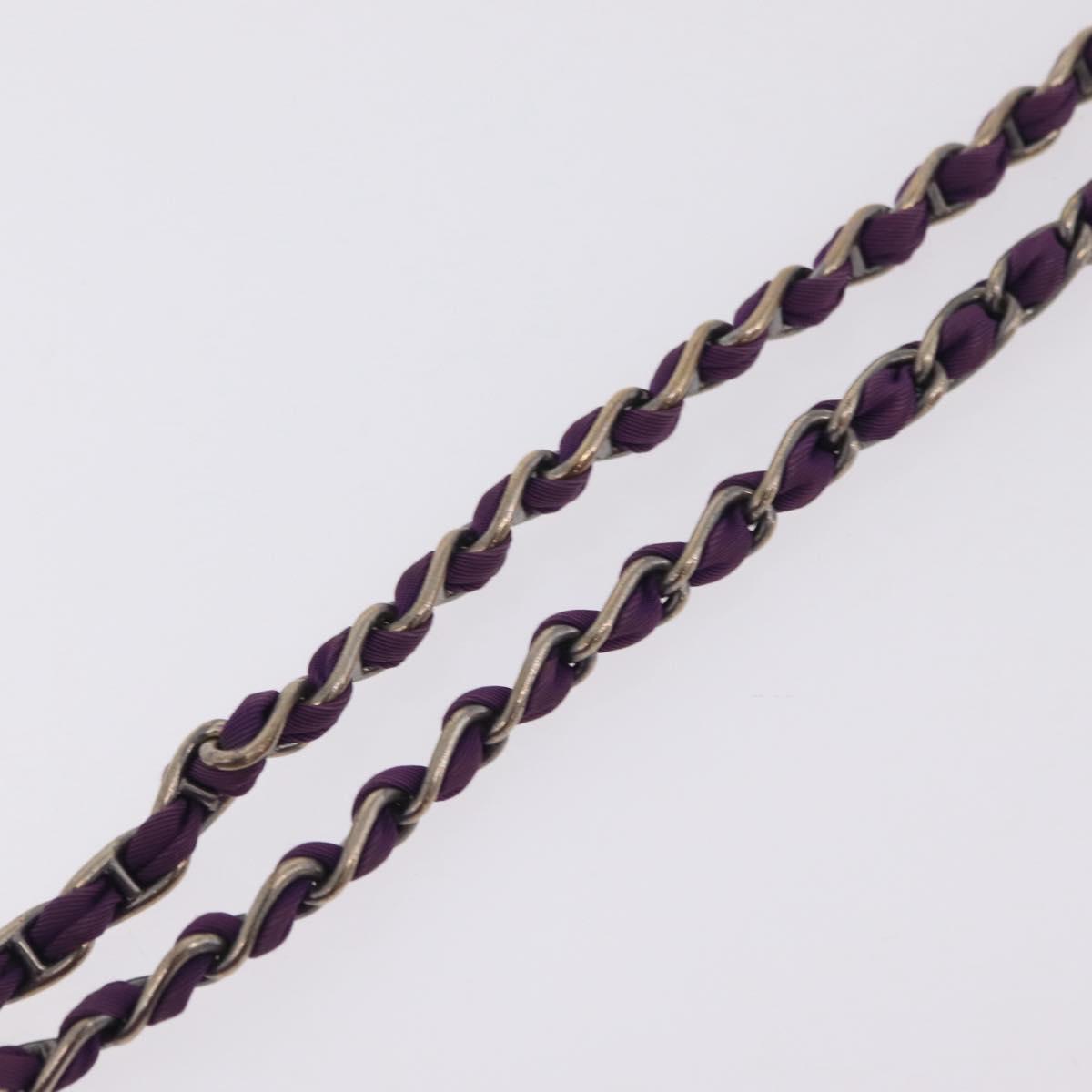 PRADA Chain Shoulder Bag Nylon Purple Silver Auth ka6524
