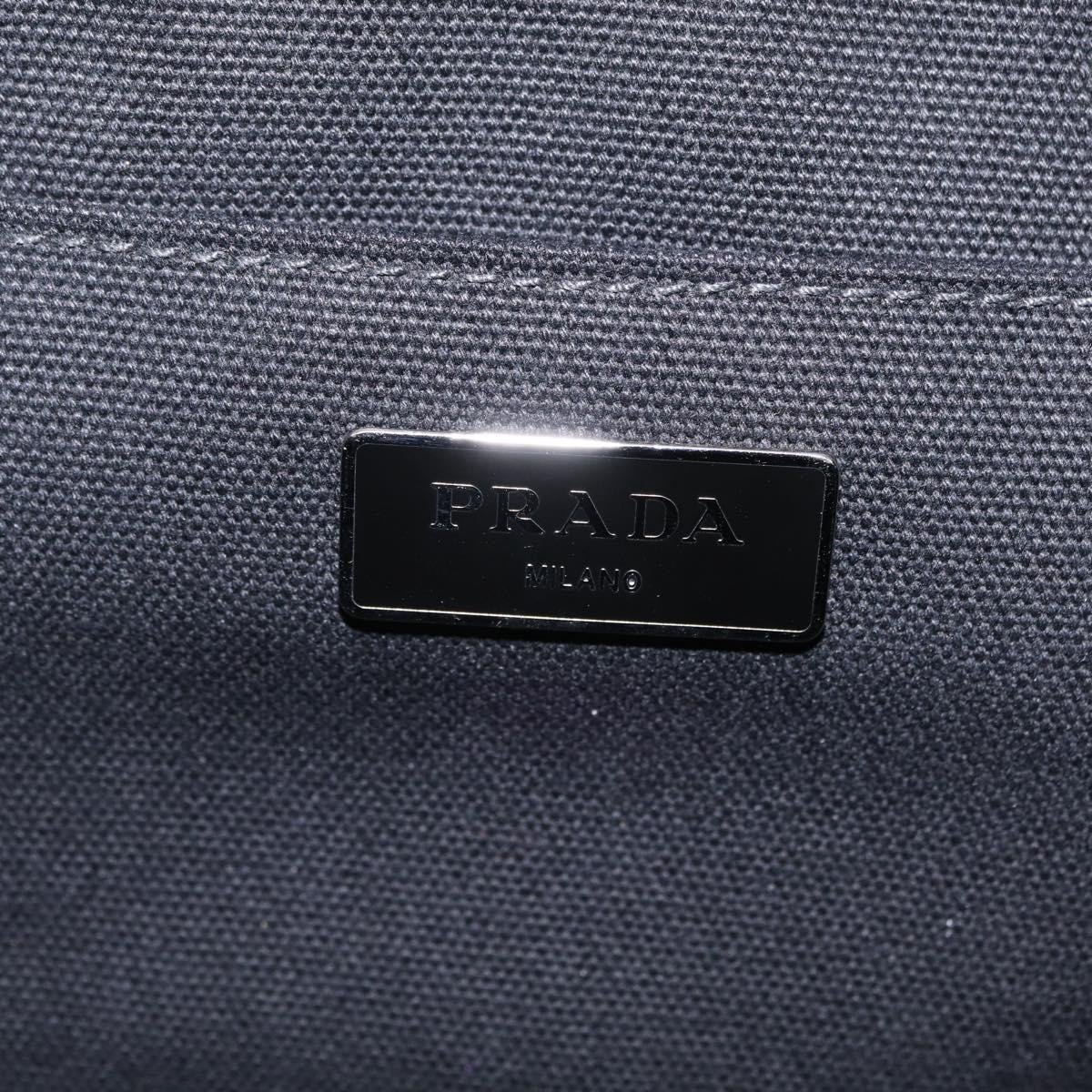 PRADA Canapa MM Hand Bag Canvas Beige Silver Auth ka6542