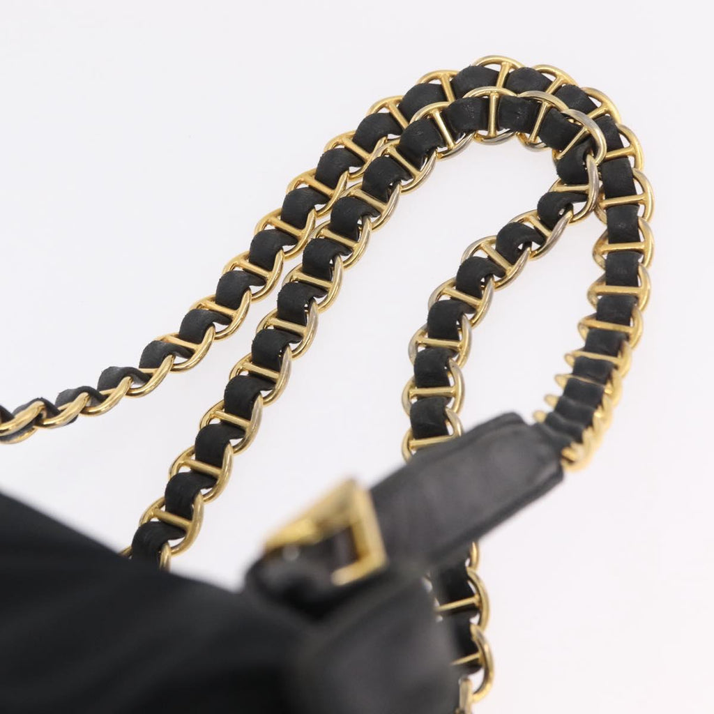 PRADA Backpack Nylon Black Gold Auth ka6591