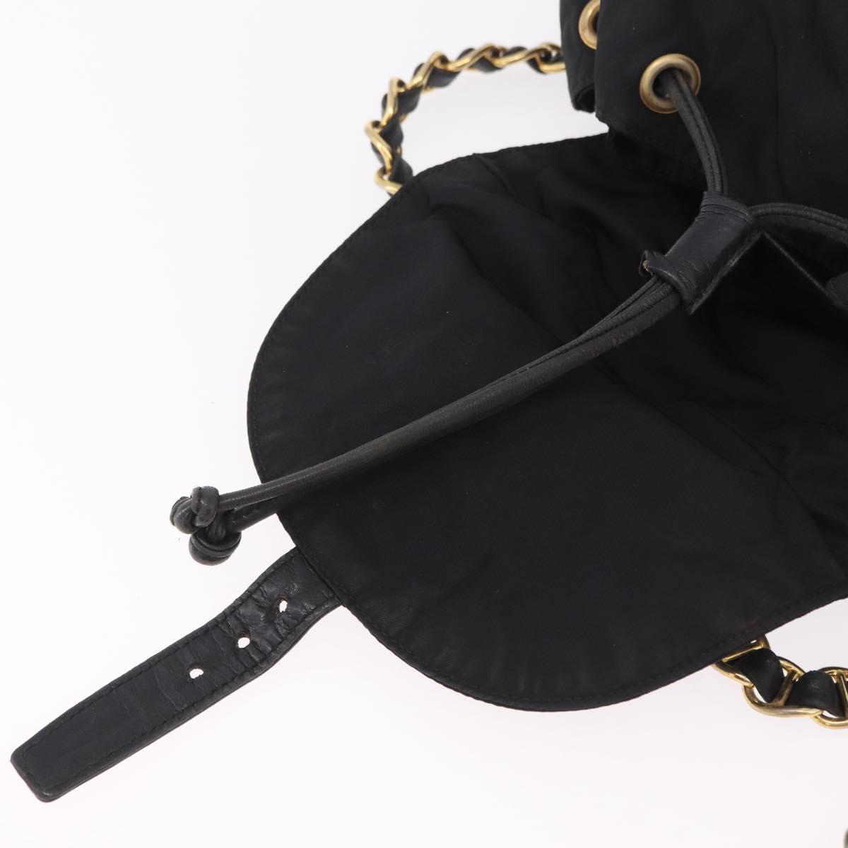 PRADA Backpack Nylon Black Gold Auth ka6591