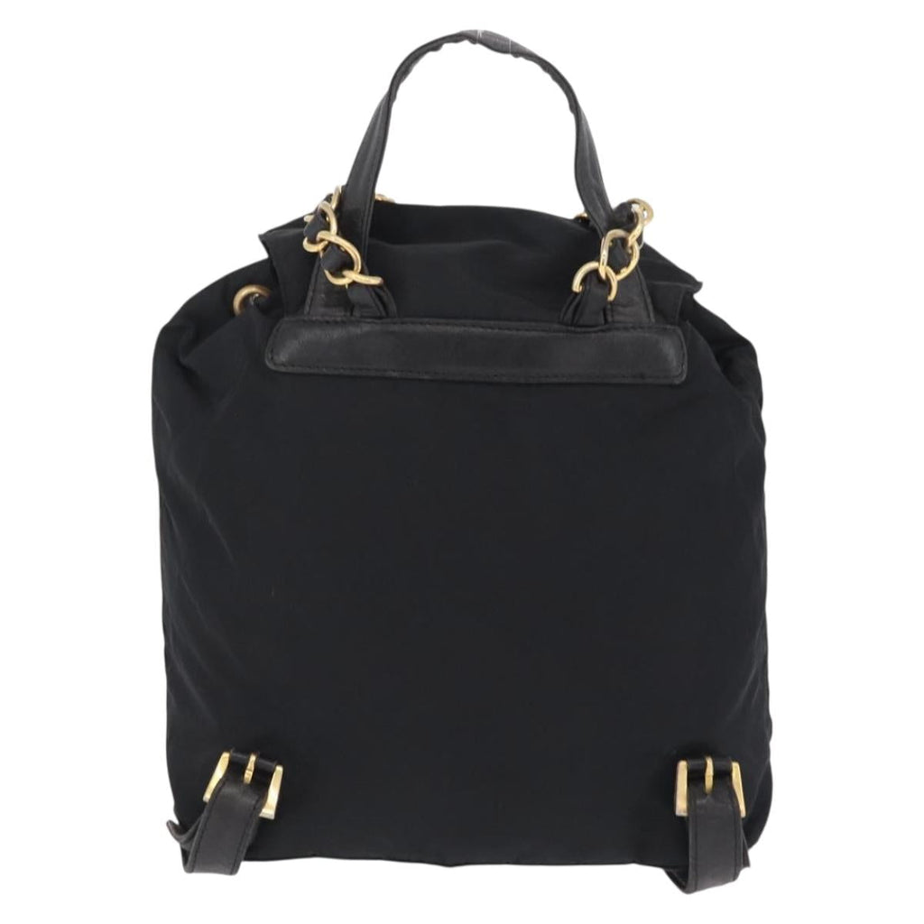 PRADA Backpack Nylon Black Gold Auth ka6591