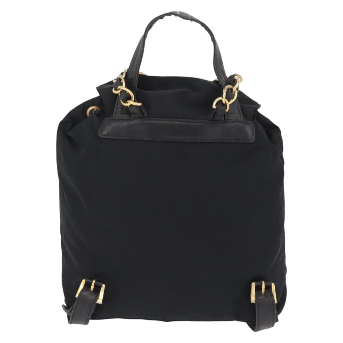 PRADA Backpack Nylon Black Gold Auth ka6591