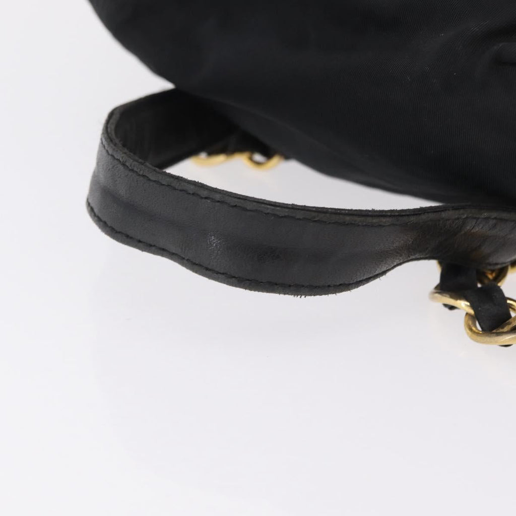 PRADA Backpack Nylon Black Gold Auth ka6591