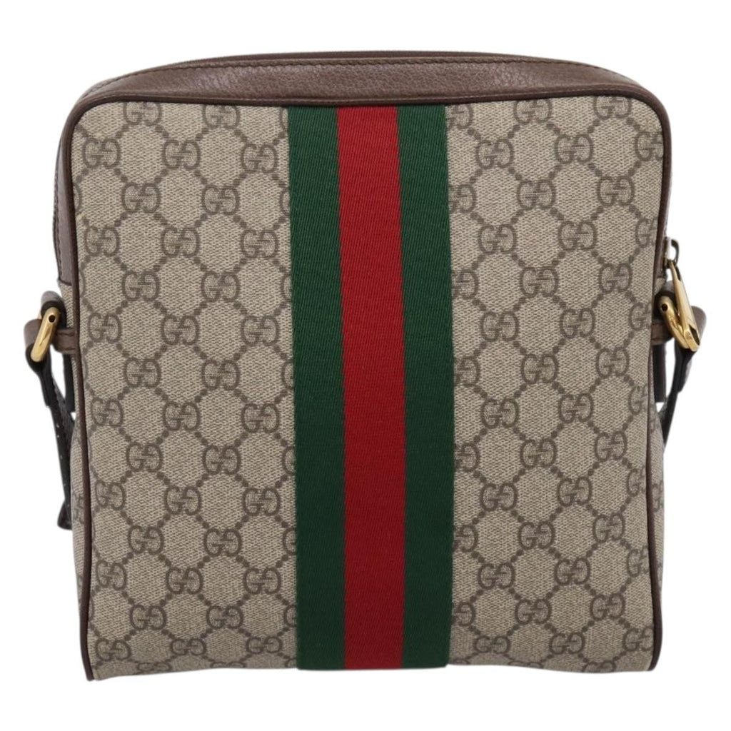 GUCCI GG Supreme Web Sherry Line Shoulder Bag PVC Beige Gold 547926 Auth ka6613V