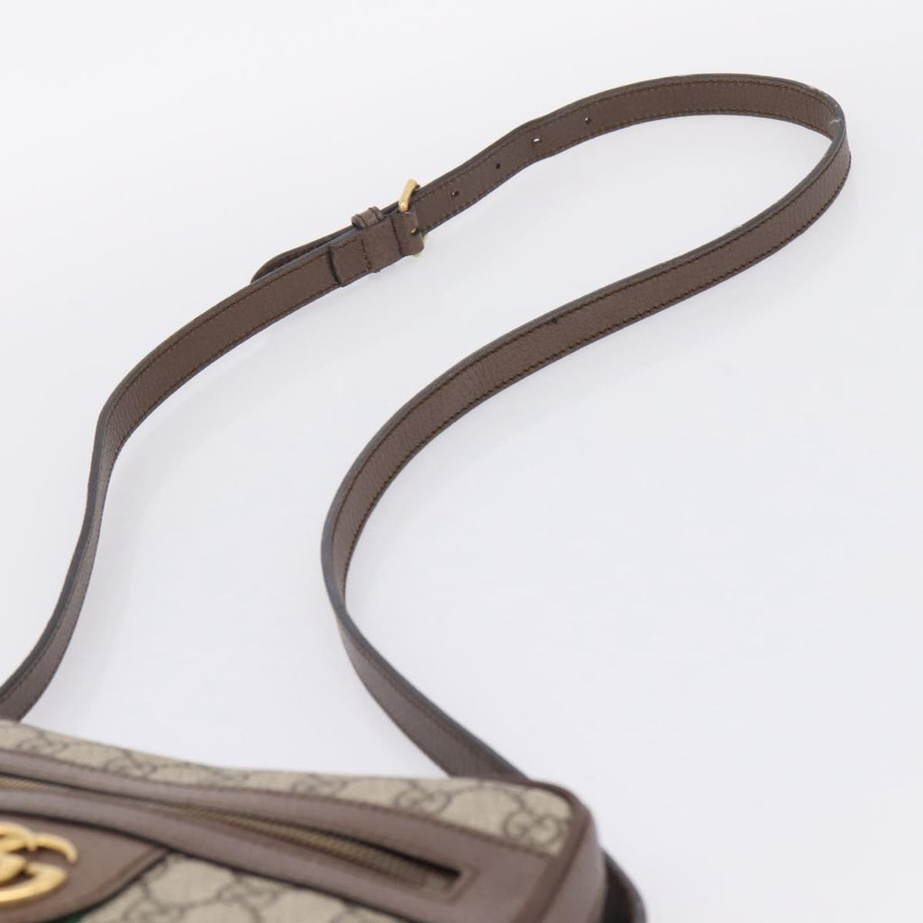 GUCCI GG Supreme Web Sherry Line Shoulder Bag PVC Beige Gold 547926 Auth ka6613V