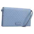 GUCCI Micro GG Canvas Guccissima Shoulder Wallet Leather Blue 466507 Auth ka6660