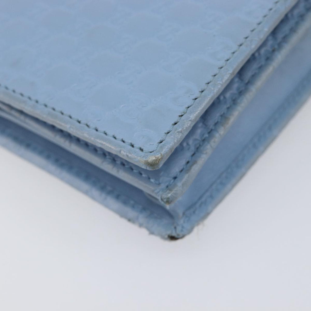 GUCCI Micro GG Canvas Guccissima Shoulder Wallet Leather Blue 466507 Auth ka6660