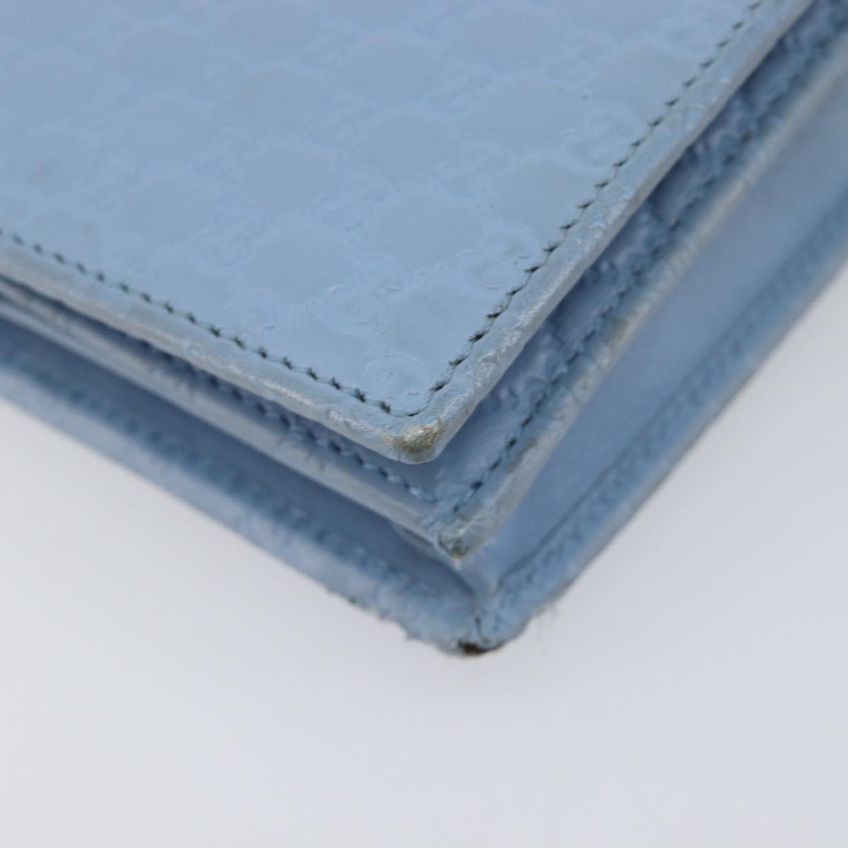 GUCCI Micro GG Canvas Guccissima Shoulder Wallet Leather Blue 466507 Auth ka6660