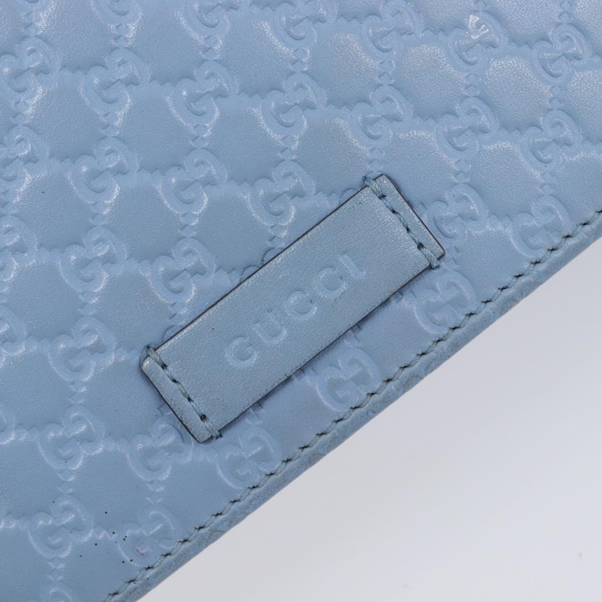 GUCCI Micro GG Canvas Guccissima Shoulder Wallet Leather Blue 466507 Auth ka6660