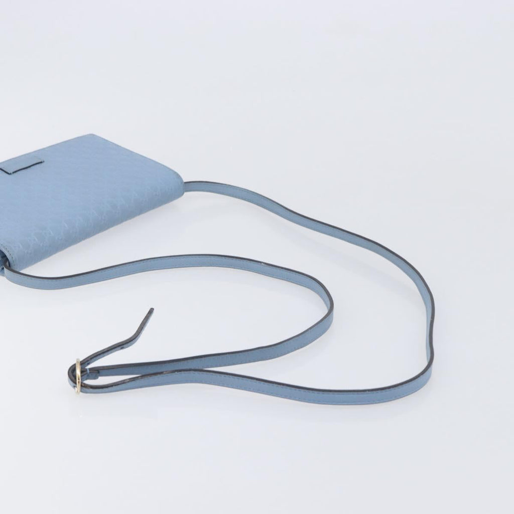GUCCI Micro GG Canvas Guccissima Shoulder Wallet Leather Blue 466507 Auth ka6660