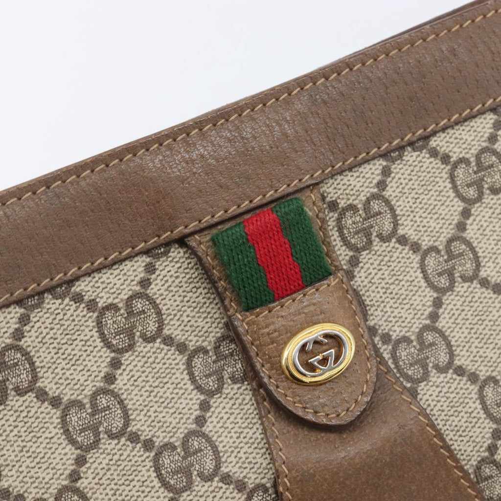 GUCCI GG Supreme Web Sherry Line Clutch Bag PVC Beige Gold 89 01 033 Auth ka6737