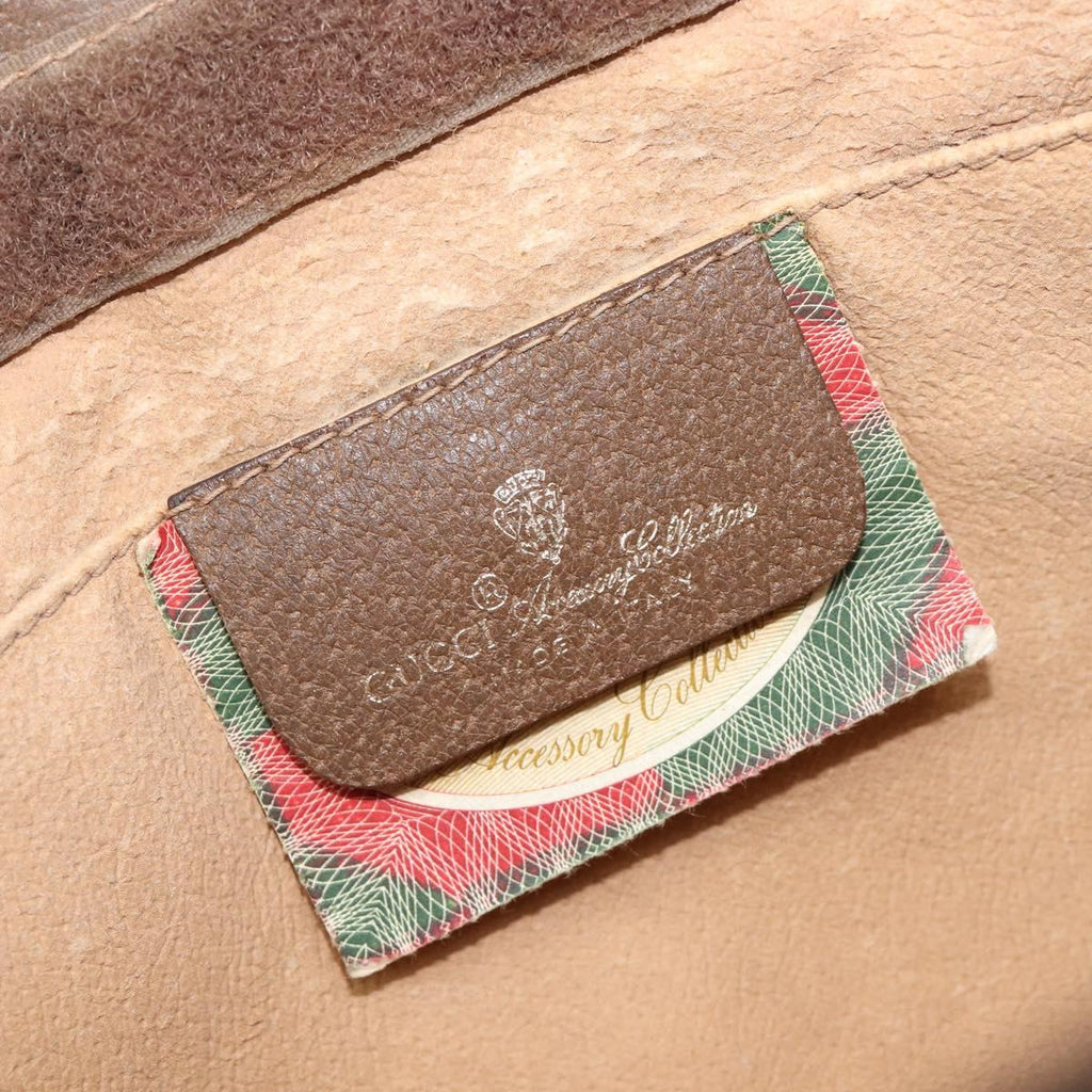 GUCCI GG Supreme Web Sherry Line Clutch Bag PVC Beige Gold 89 01 033 Auth ka6737