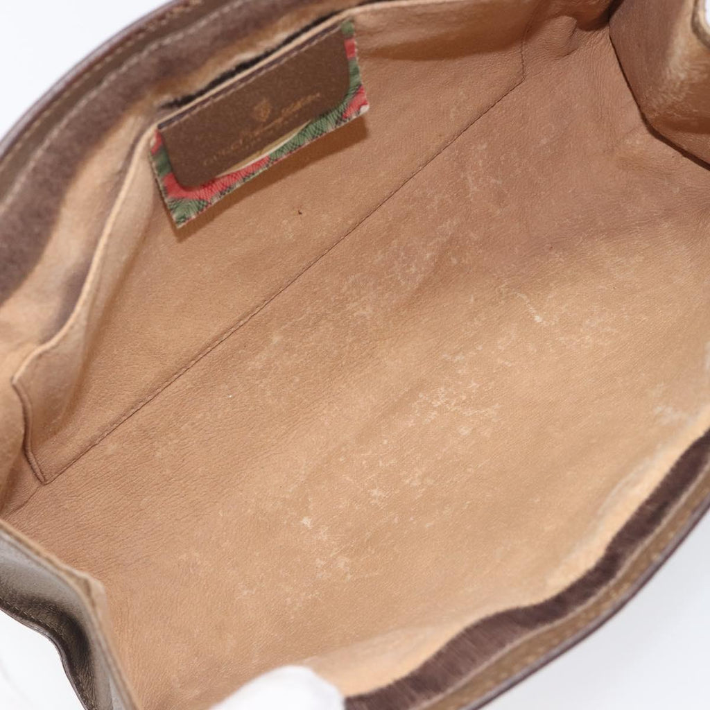 GUCCI GG Supreme Web Sherry Line Clutch Bag PVC Beige Gold 89 01 033 Auth ka6737