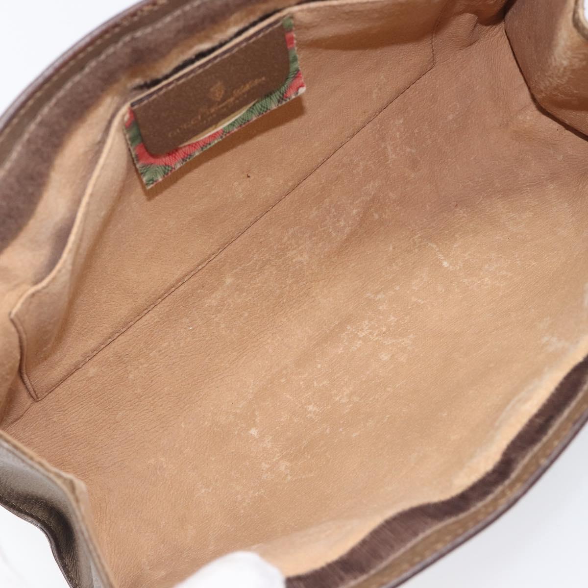 GUCCI GG Supreme Web Sherry Line Clutch Bag PVC Beige Gold 89 01 033 Auth ka6737