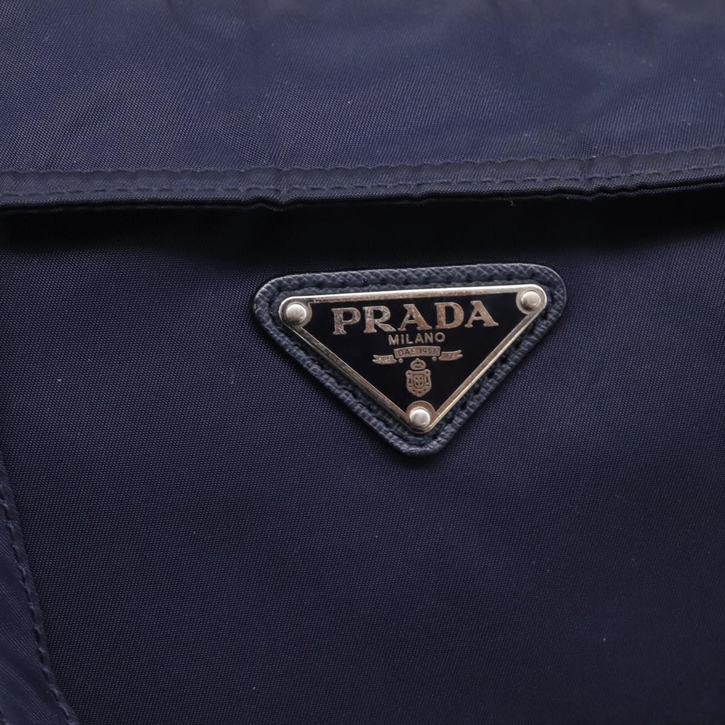 PRADA Tote Bag Nylon 2way Navy Silver Auth ka6740A