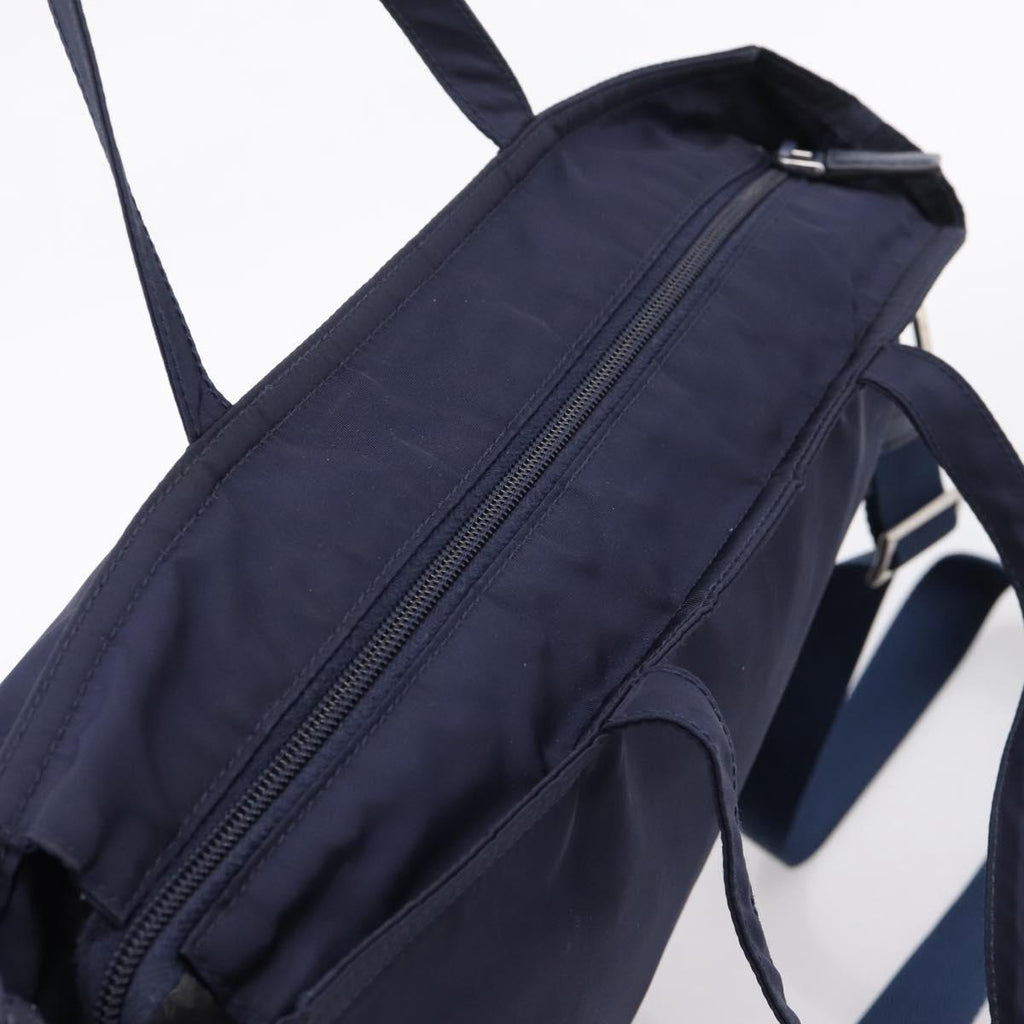 PRADA Tote Bag Nylon 2way Navy Silver Auth ka6740A