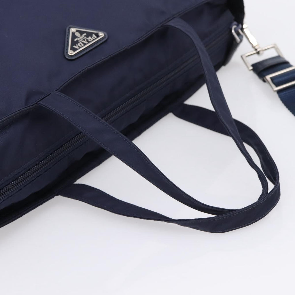 PRADA Tote Bag Nylon 2way Navy Silver Auth ka6740A
