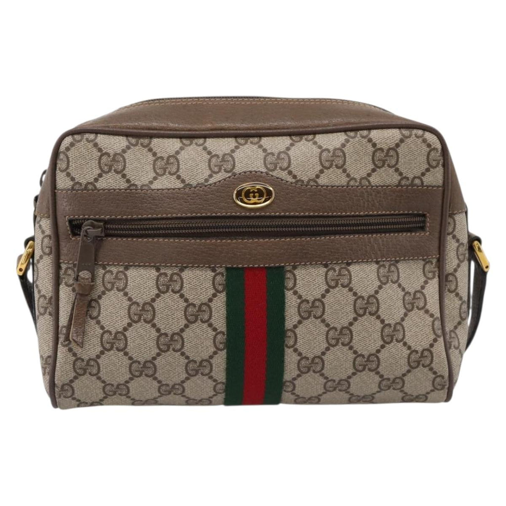 GUCCI GG Supreme Web Sherry Line Shoulder Bag PVC Beige 98 02 004 Auth ka6747