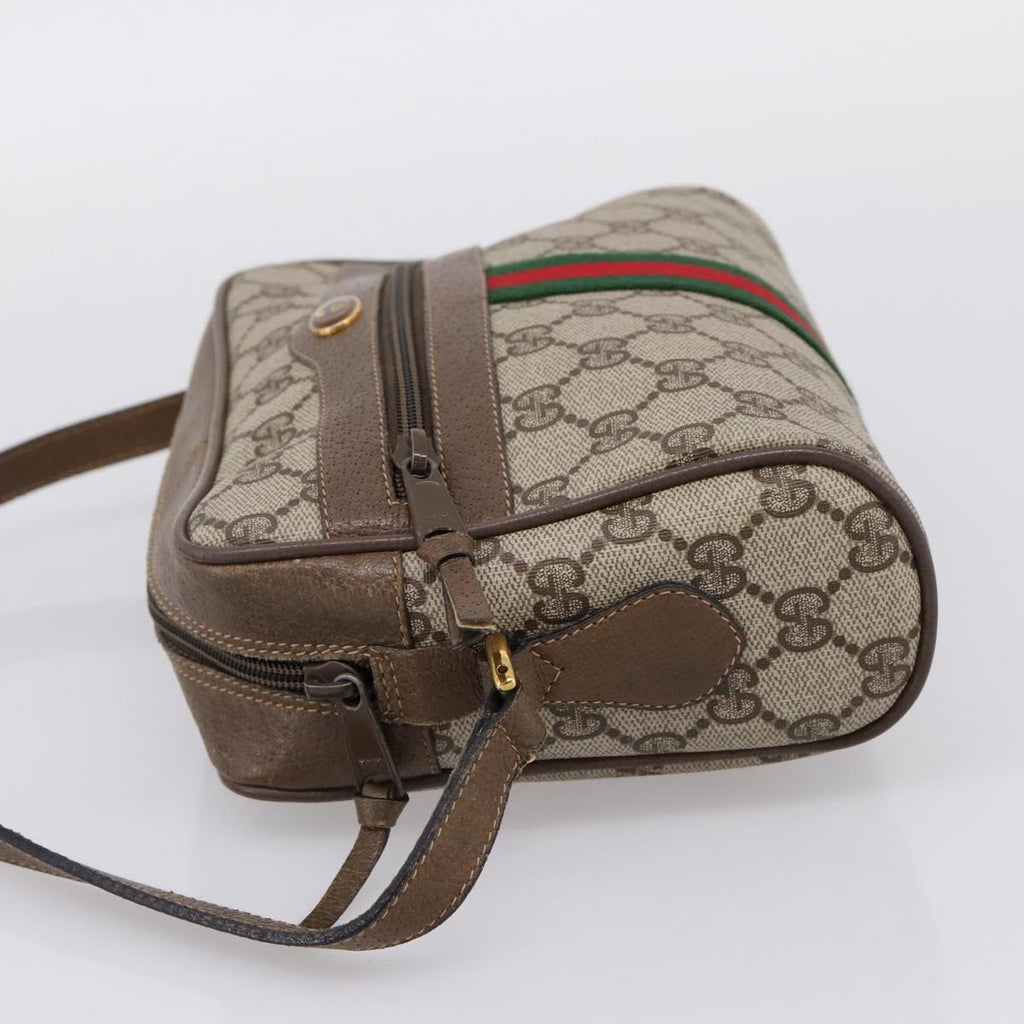 GUCCI GG Supreme Web Sherry Line Shoulder Bag PVC Beige 98 02 004 Auth ka6747