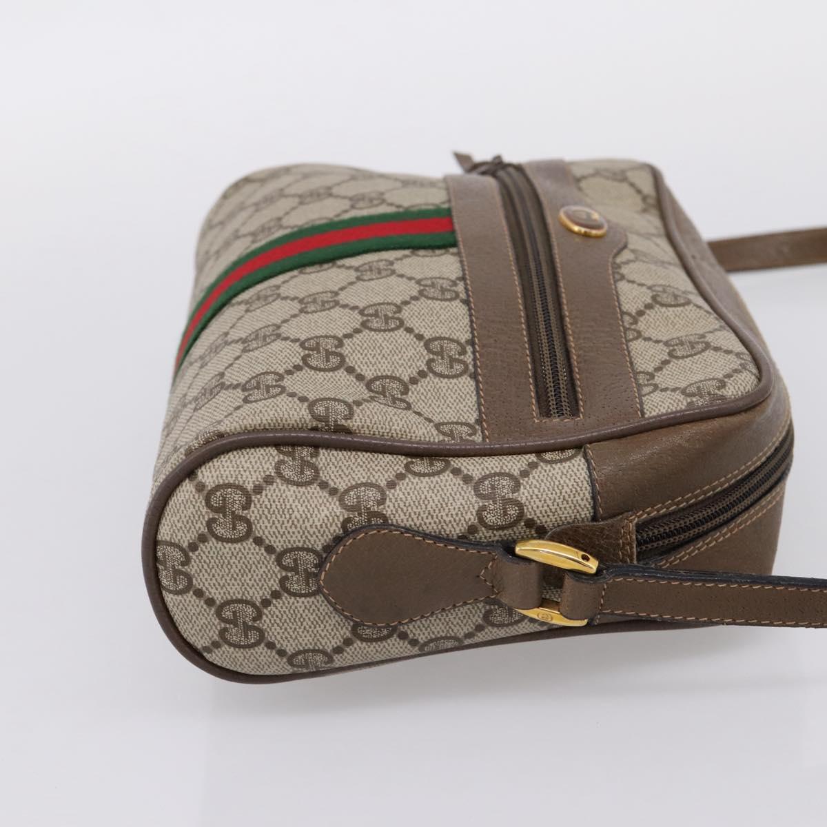 GUCCI GG Supreme Web Sherry Line Shoulder Bag PVC Beige 98 02 004 Auth ka6747