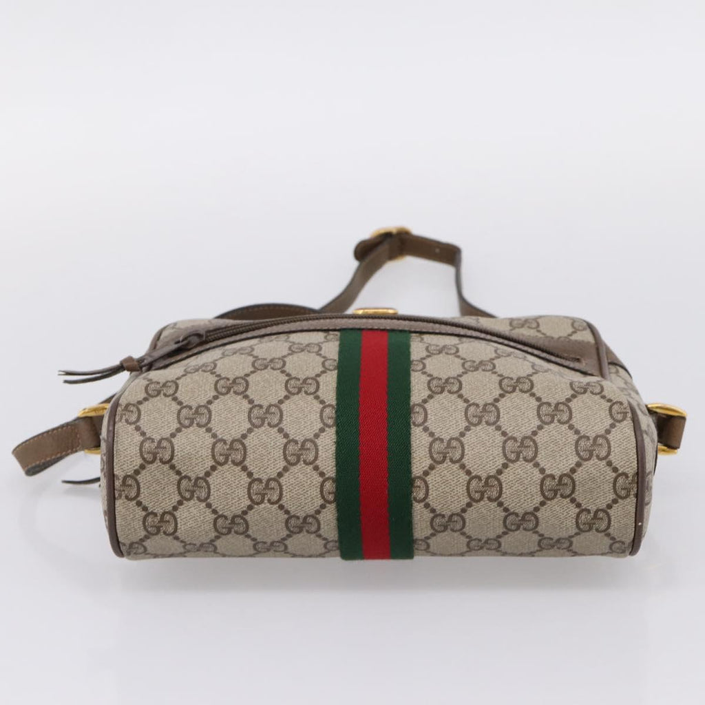 GUCCI GG Supreme Web Sherry Line Shoulder Bag PVC Beige 98 02 004 Auth ka6747