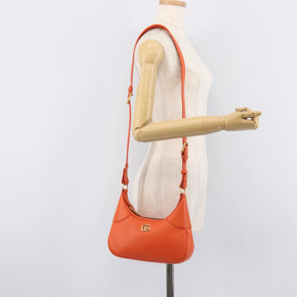 GUCCI GG Marmont Aphrodite Small Shoulder Bag Leather Orange 731817 Auth ka6775M