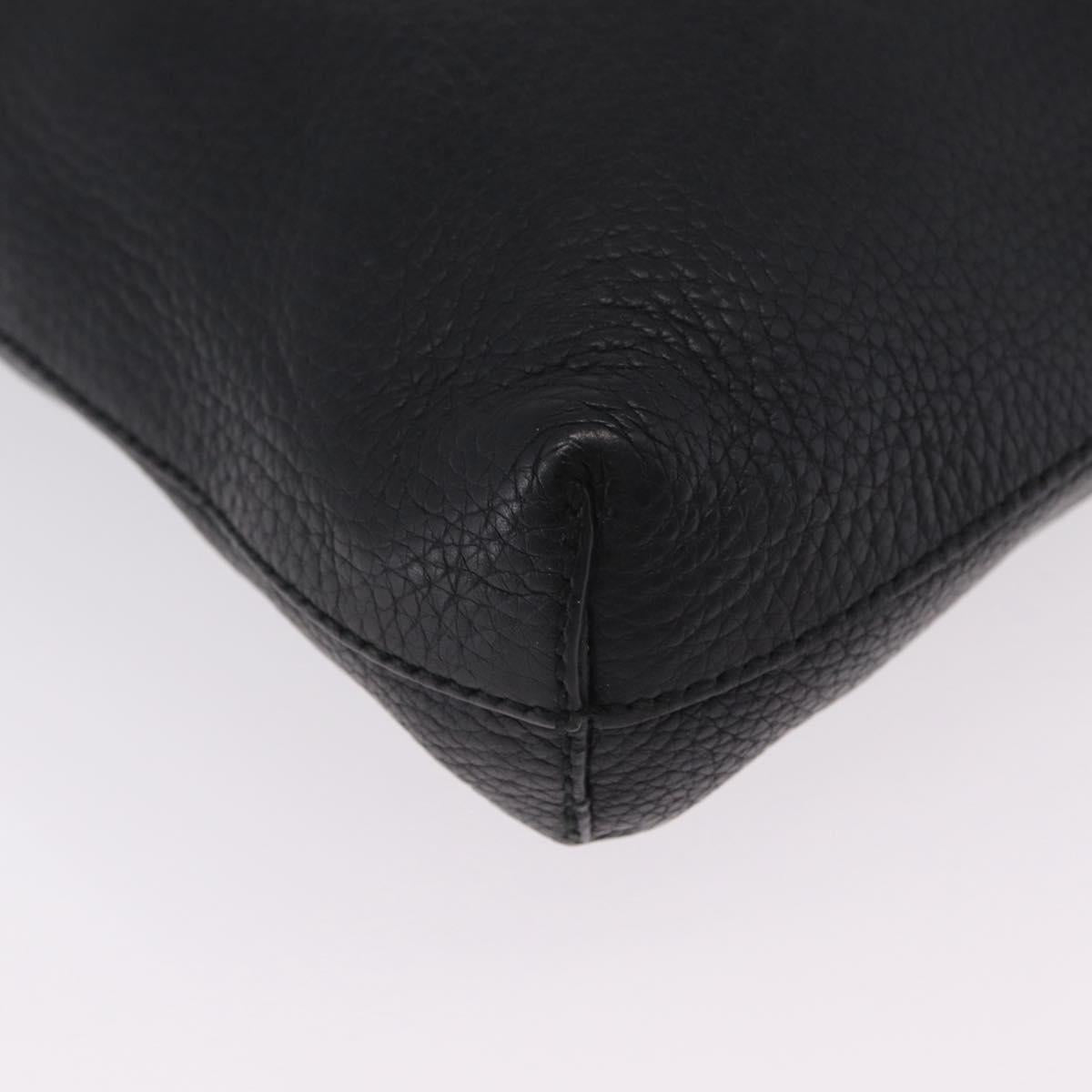GUCCI Interlocking Shoulder Bag Leather Black Silver 322059 Auth ka6794V