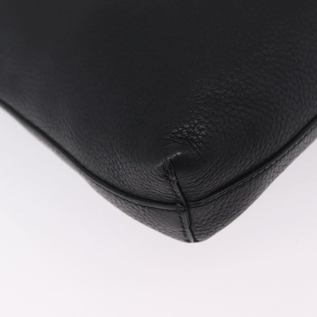 GUCCI Interlocking Shoulder Bag Leather Black Silver 322059 Auth ka6794V