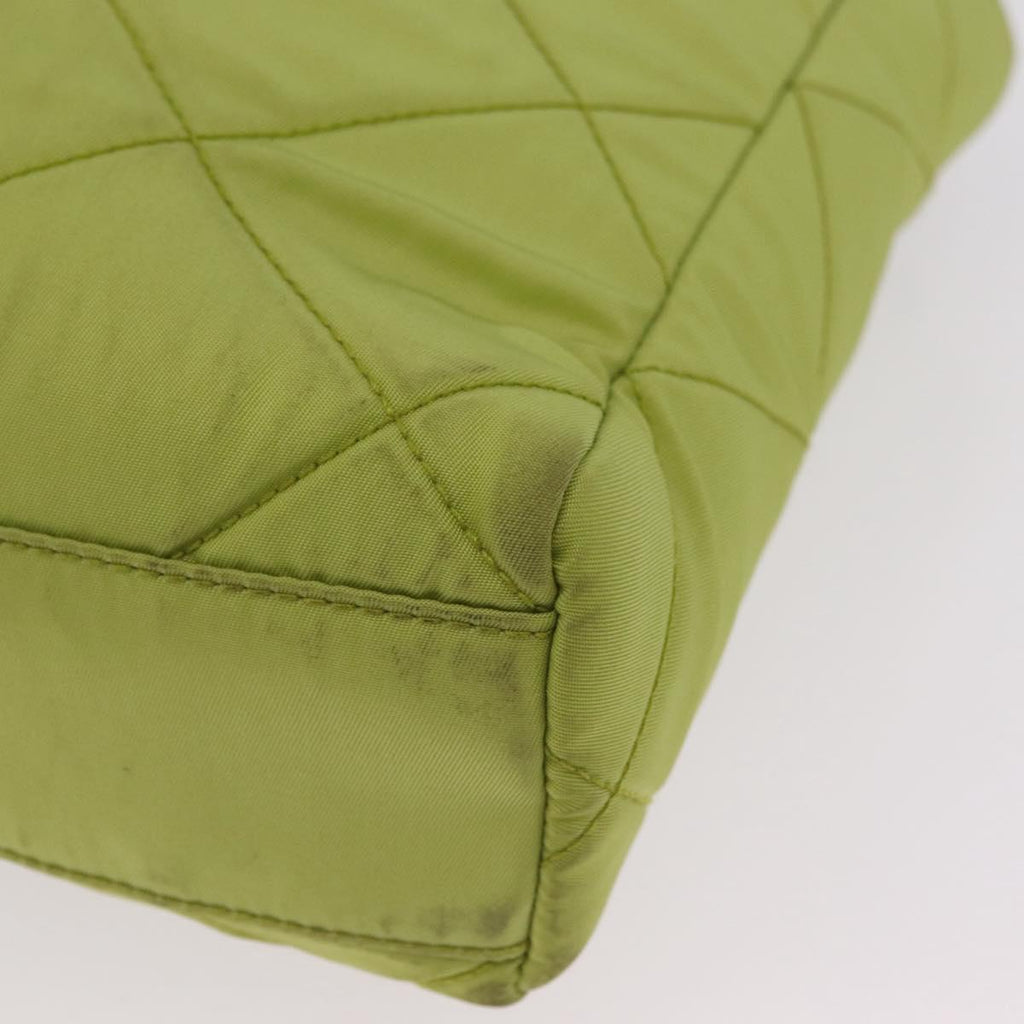 PRADA Chain Shoulder Bag Nylon LIme Green Gold Auth ka6808V