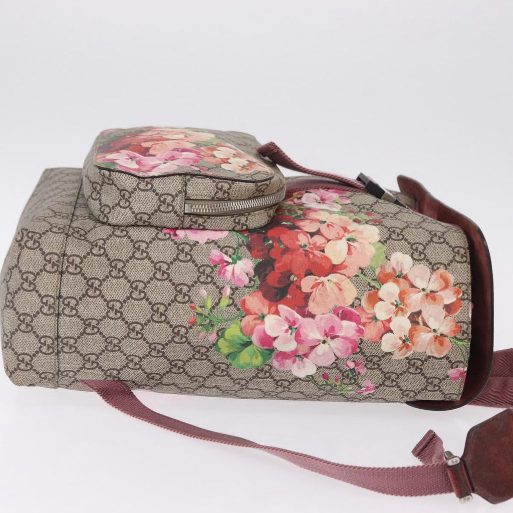GUCCI GG Blooms Backpack PVC Beige Silver 405019 Auth ka6863V