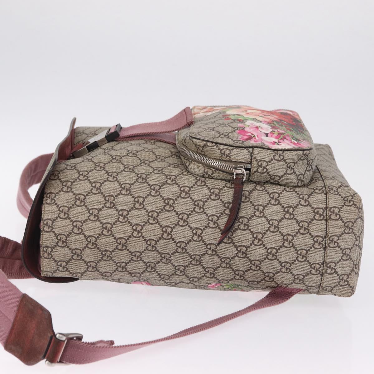 GUCCI GG Blooms Backpack PVC Beige Silver 405019 Auth ka6863V