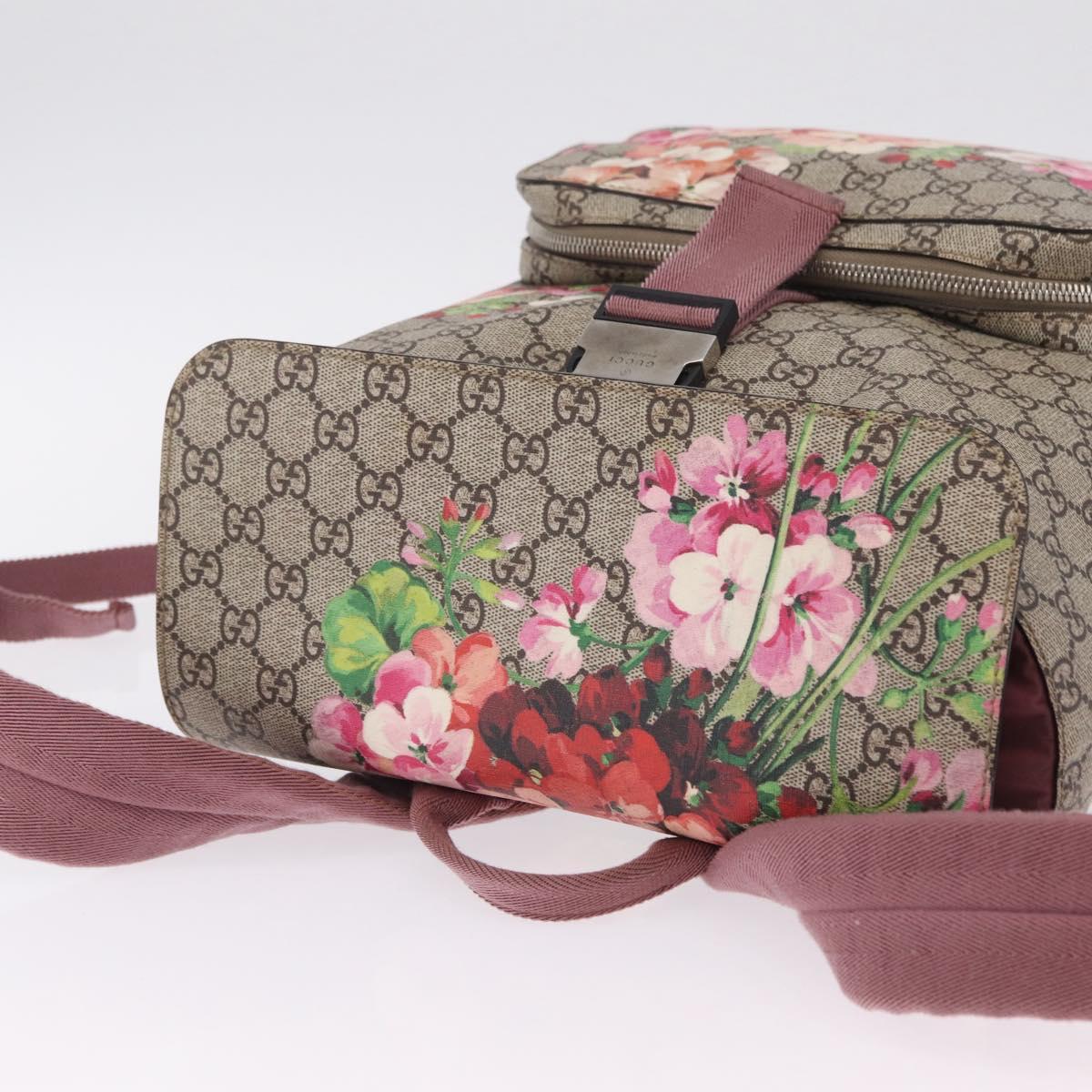 GUCCI GG Blooms Backpack PVC Beige Silver 405019 Auth ka6863V