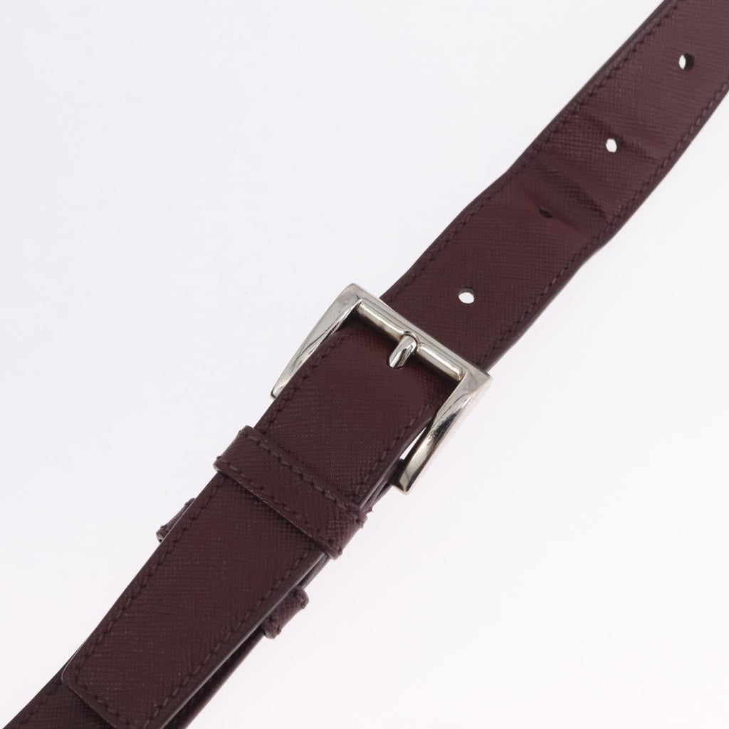 PRADA Business Bag Saffiano leather Bordeaux Silver Auth ka6891