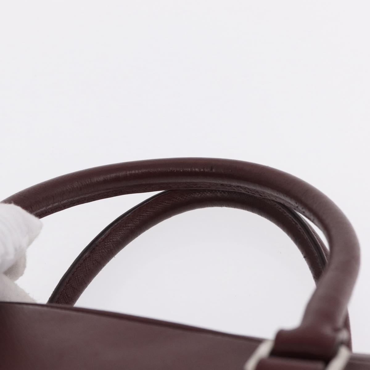 PRADA Business Bag Saffiano leather Bordeaux Silver Auth ka6891