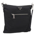 PRADA Shoulder Bag Nylon Black Silver Auth ki6913A