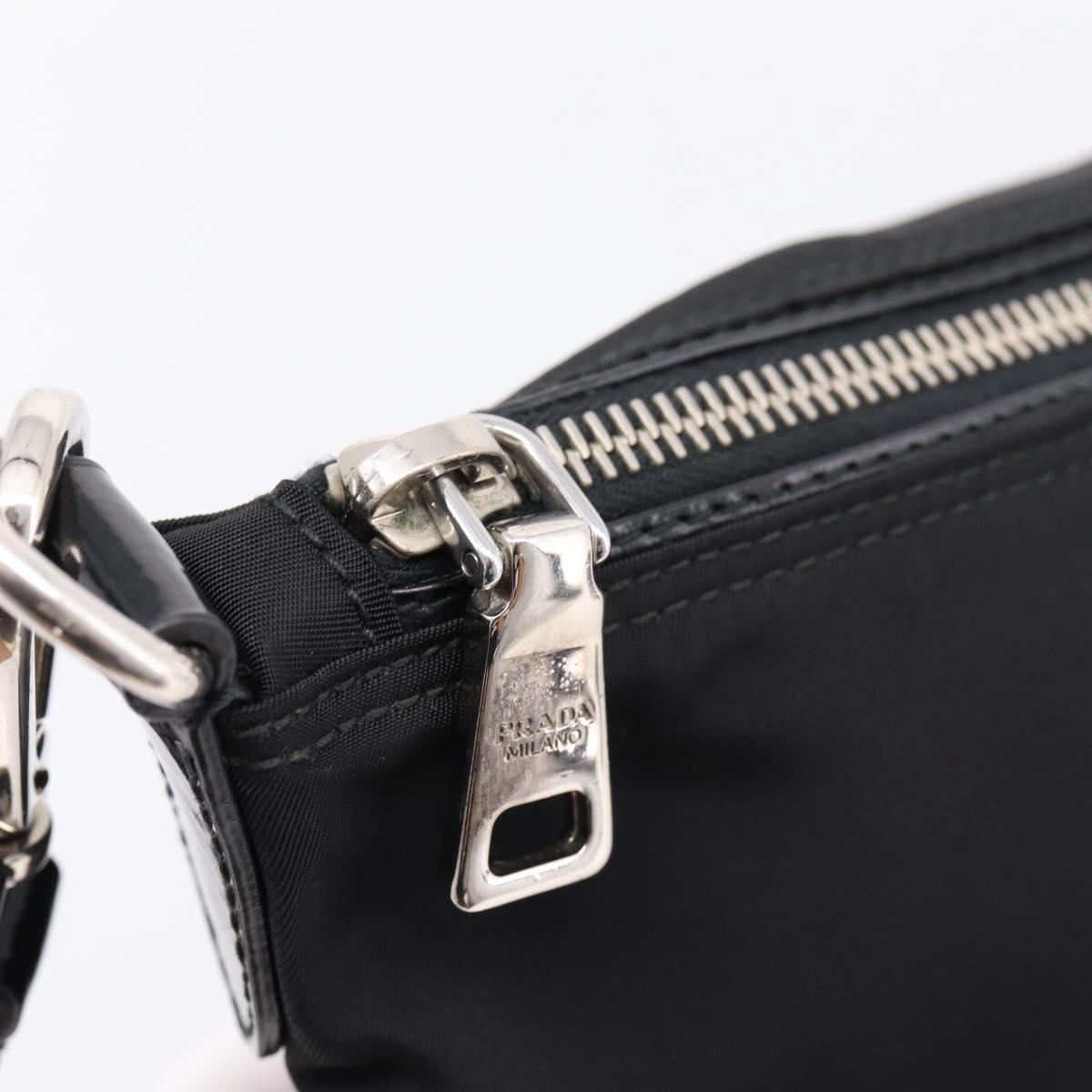 PRADA Shoulder Bag Nylon Black Silver Auth ki6913A